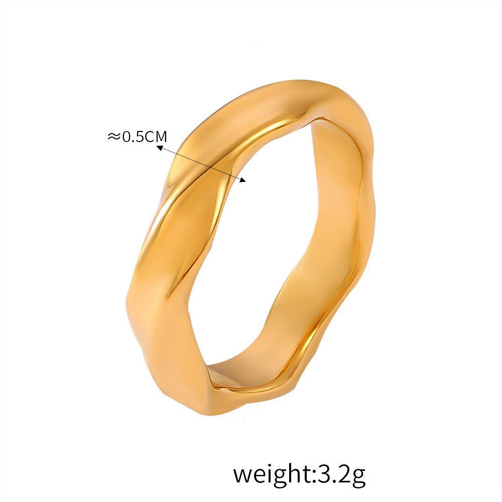 18 gold classic retro geometric inlaid zircon design light luxury style ring - mavazie