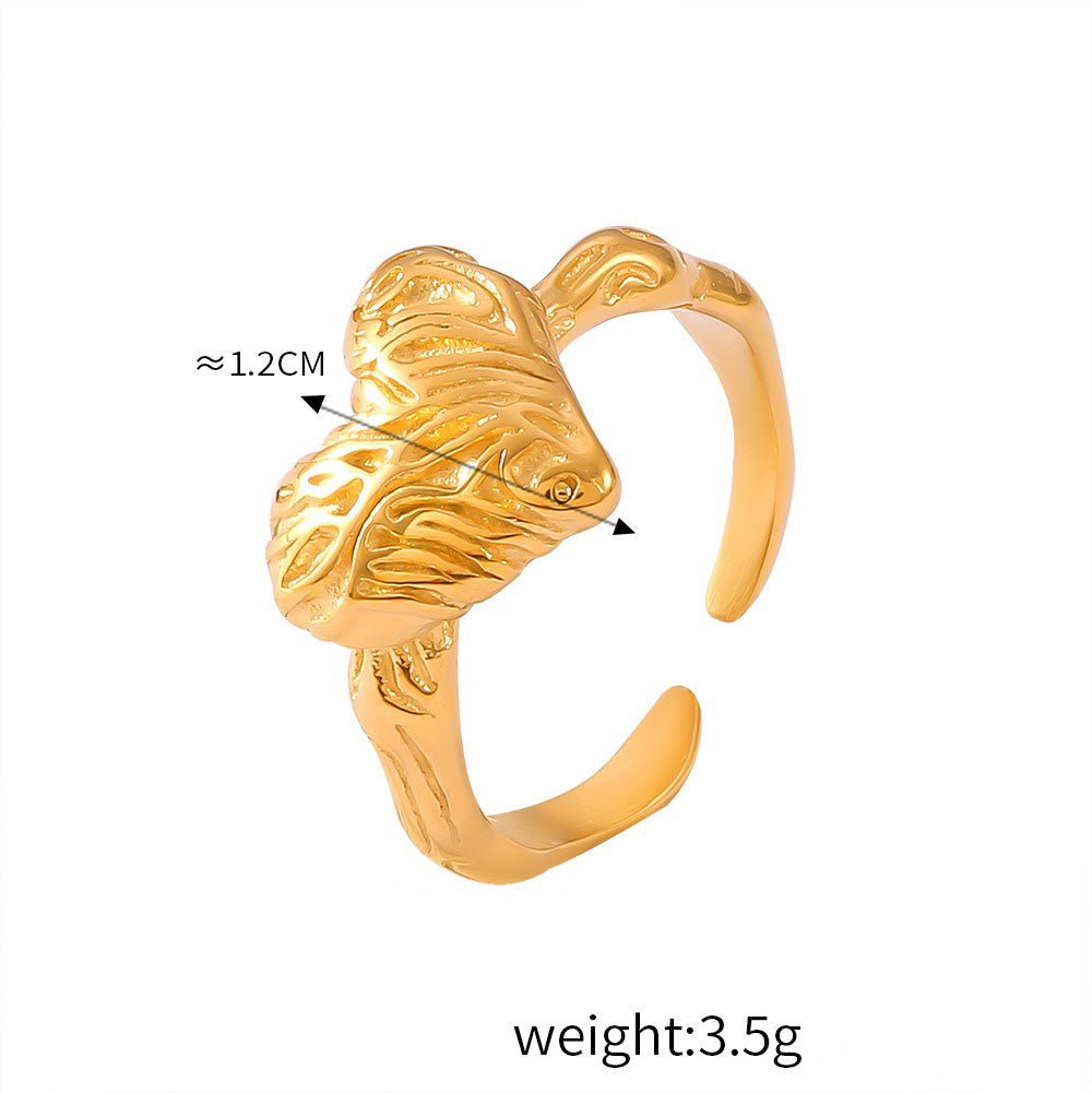 18 gold classic retro geometric inlaid zircon design light luxury style ring - mavazie