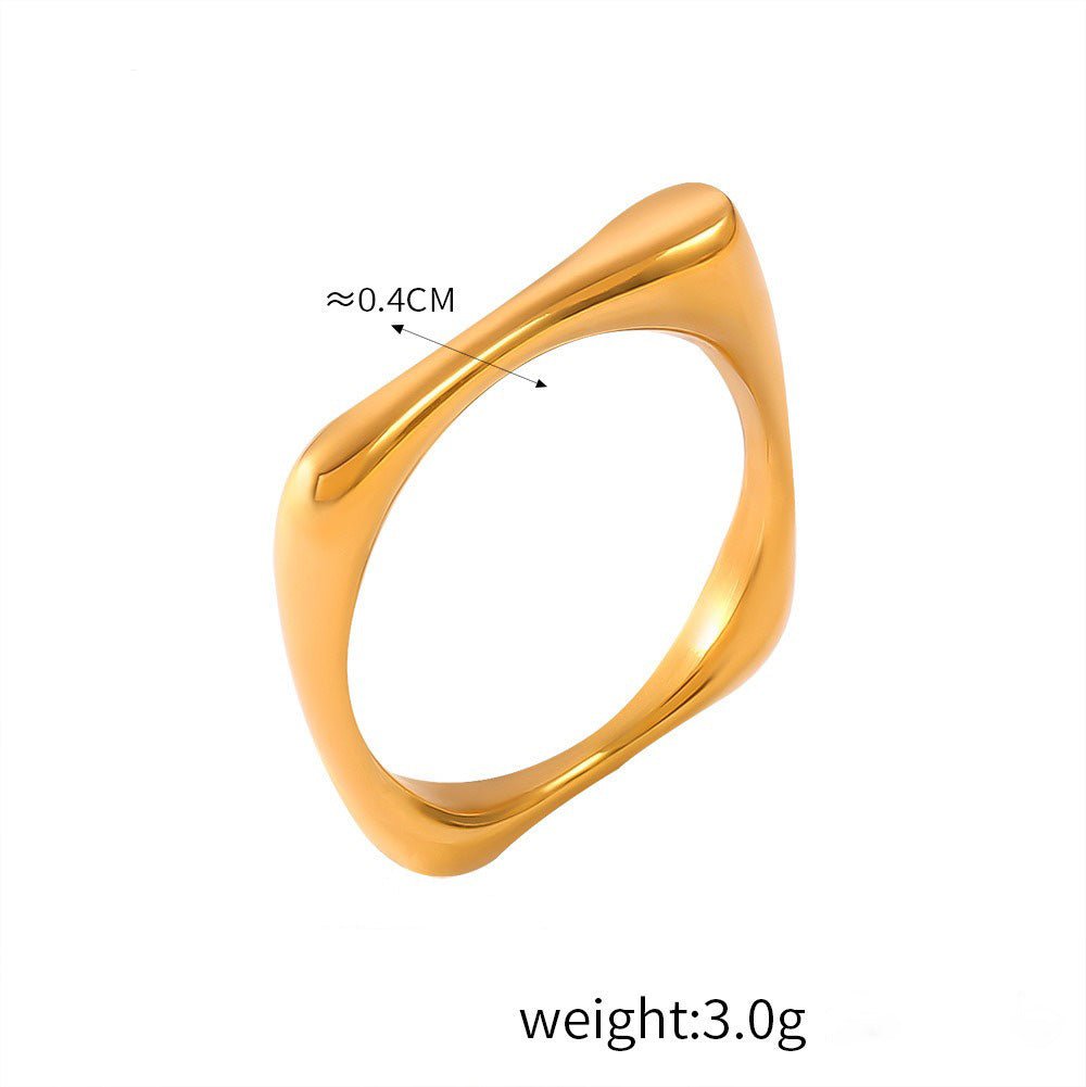 18 gold classic retro geometric inlaid zircon design light luxury style ring - mavazie