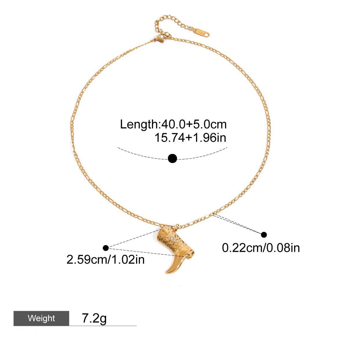 18K gold boots inlaid with gemstones and textured design trendy and unique necklace - mavazie