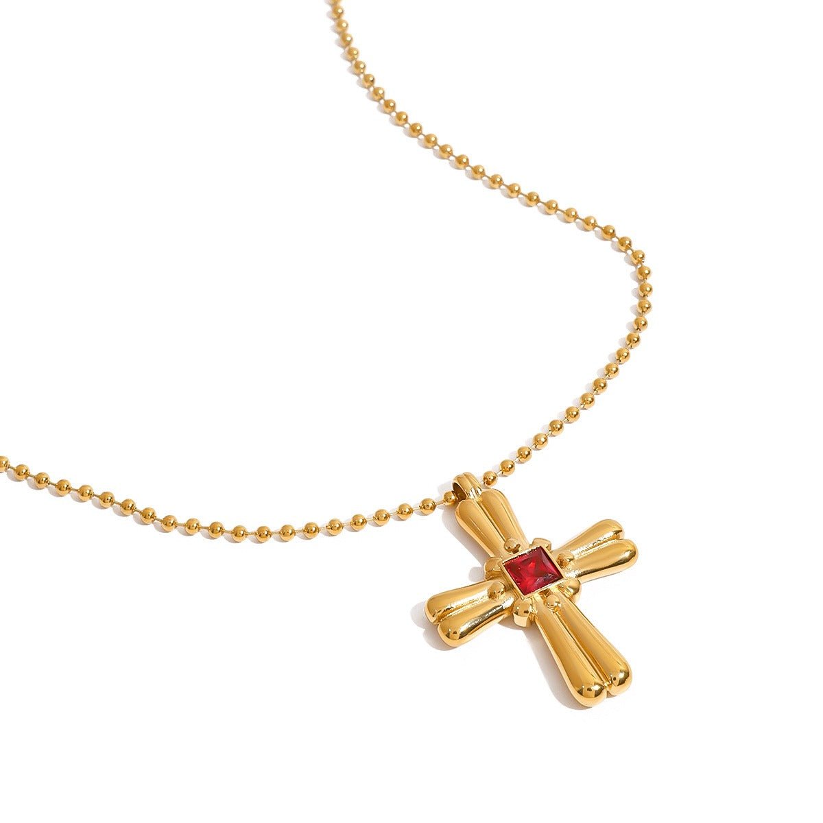 18K Gold Cross Design Beautiful Dazzling Necklace - mavazie