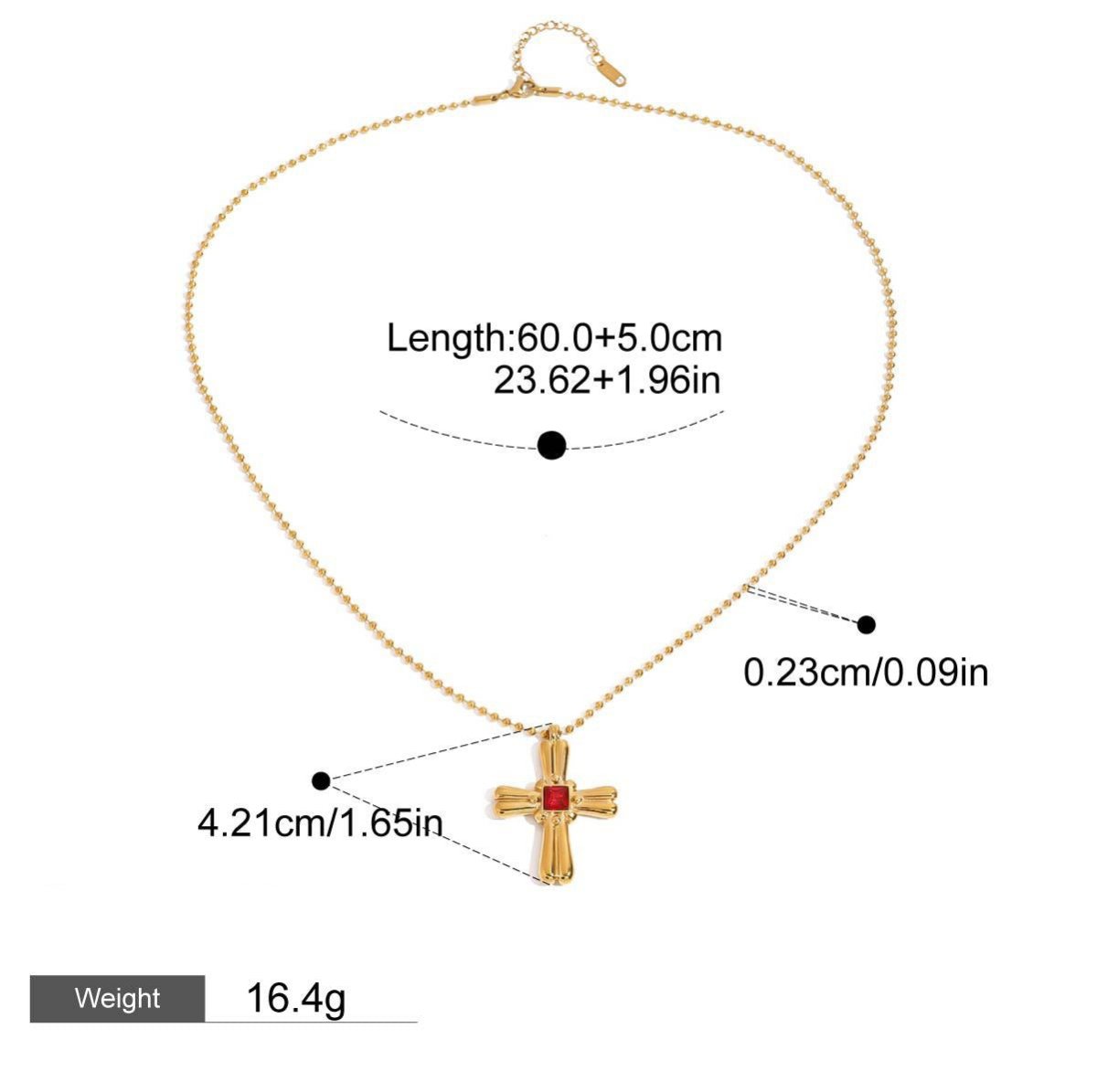 18K Gold Cross Design Beautiful Dazzling Necklace - mavazie