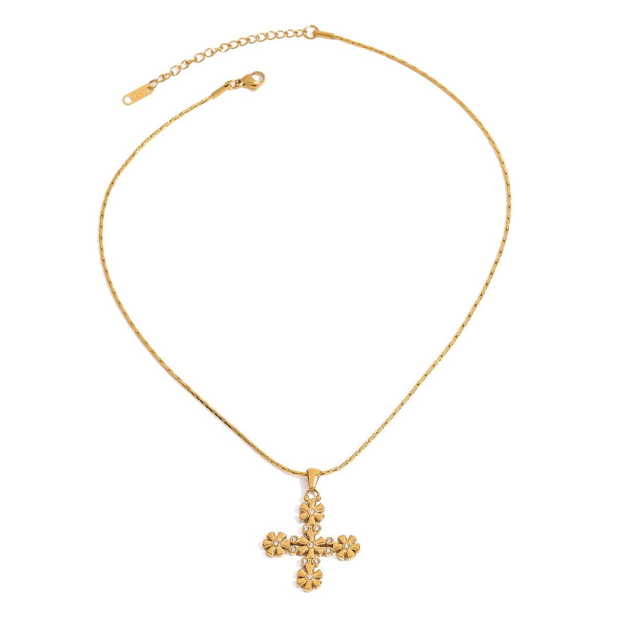 18K gold cross with flower - shaped design exquisite and fashionable necklace - mavazie