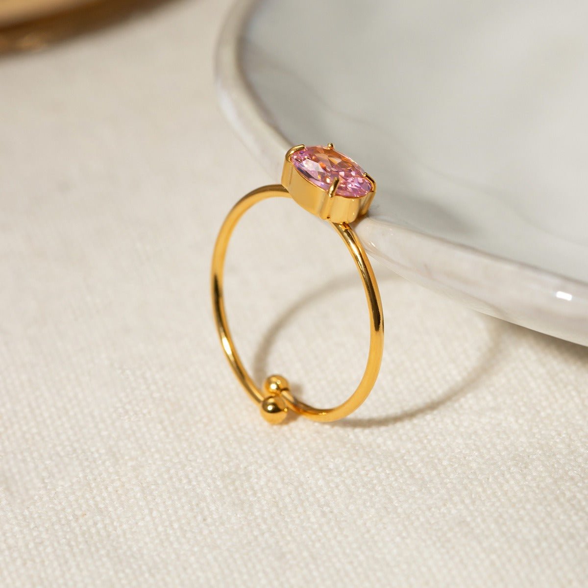 18K Gold Fresh and Cute Gemstone Design Ring - mavazie
