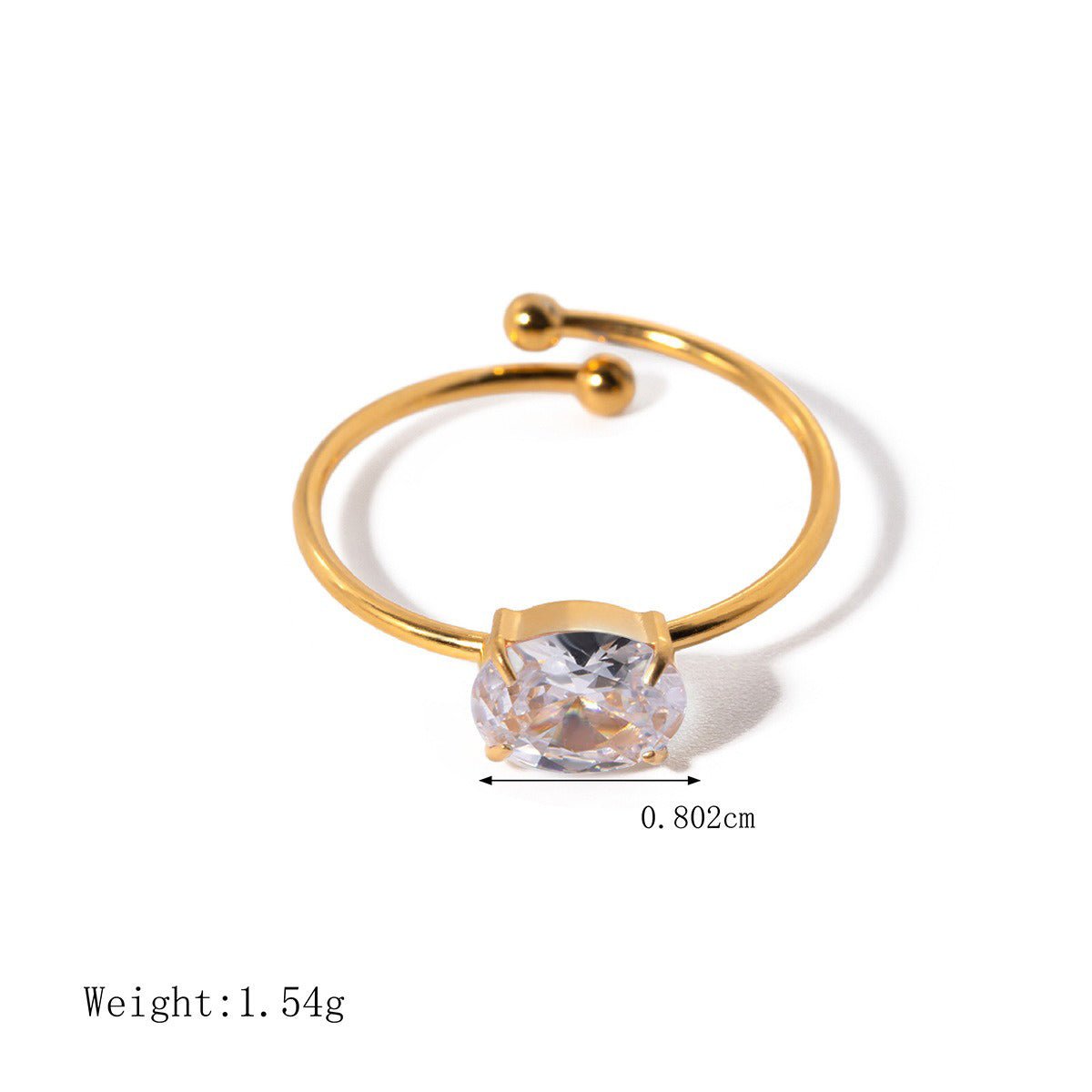18K Gold Fresh and Cute Gemstone Design Ring - mavazie