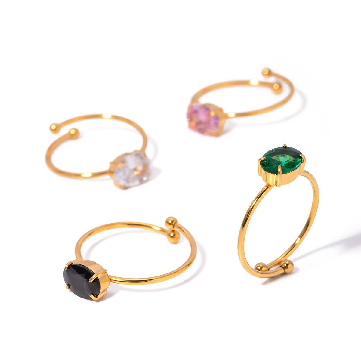 18K Gold Fresh and Cute Gemstone Design Ring - mavazie