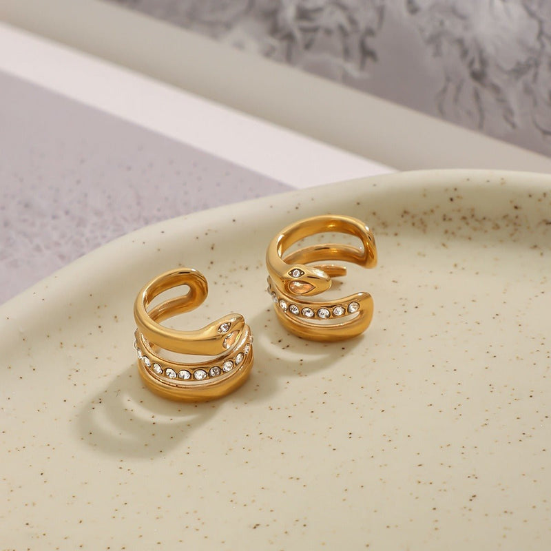 18K gold geometric diamond earrings with exquisite design - mavazie