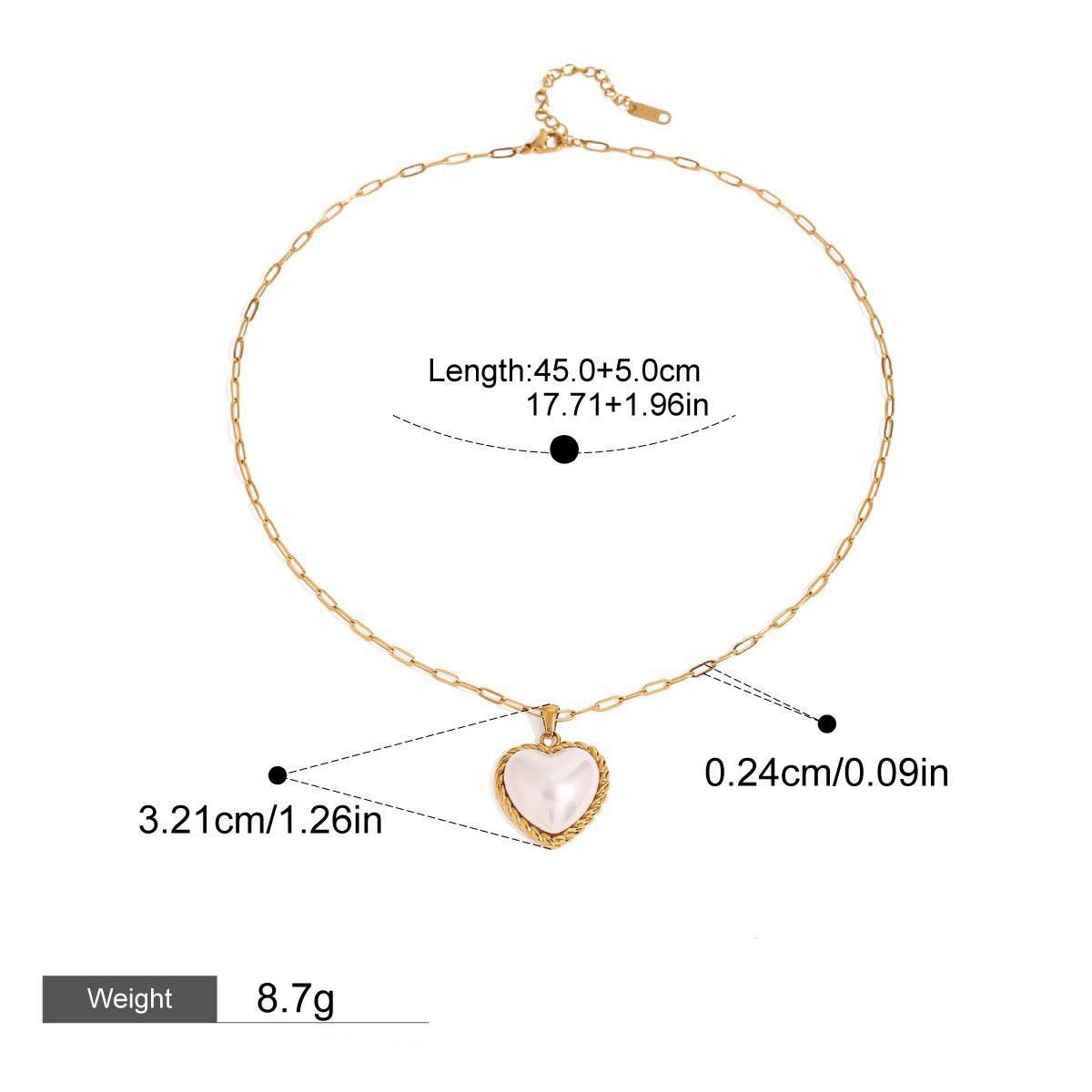 18K gold heart with texture inlaid pearl design exquisite and noble necklace - mavazie