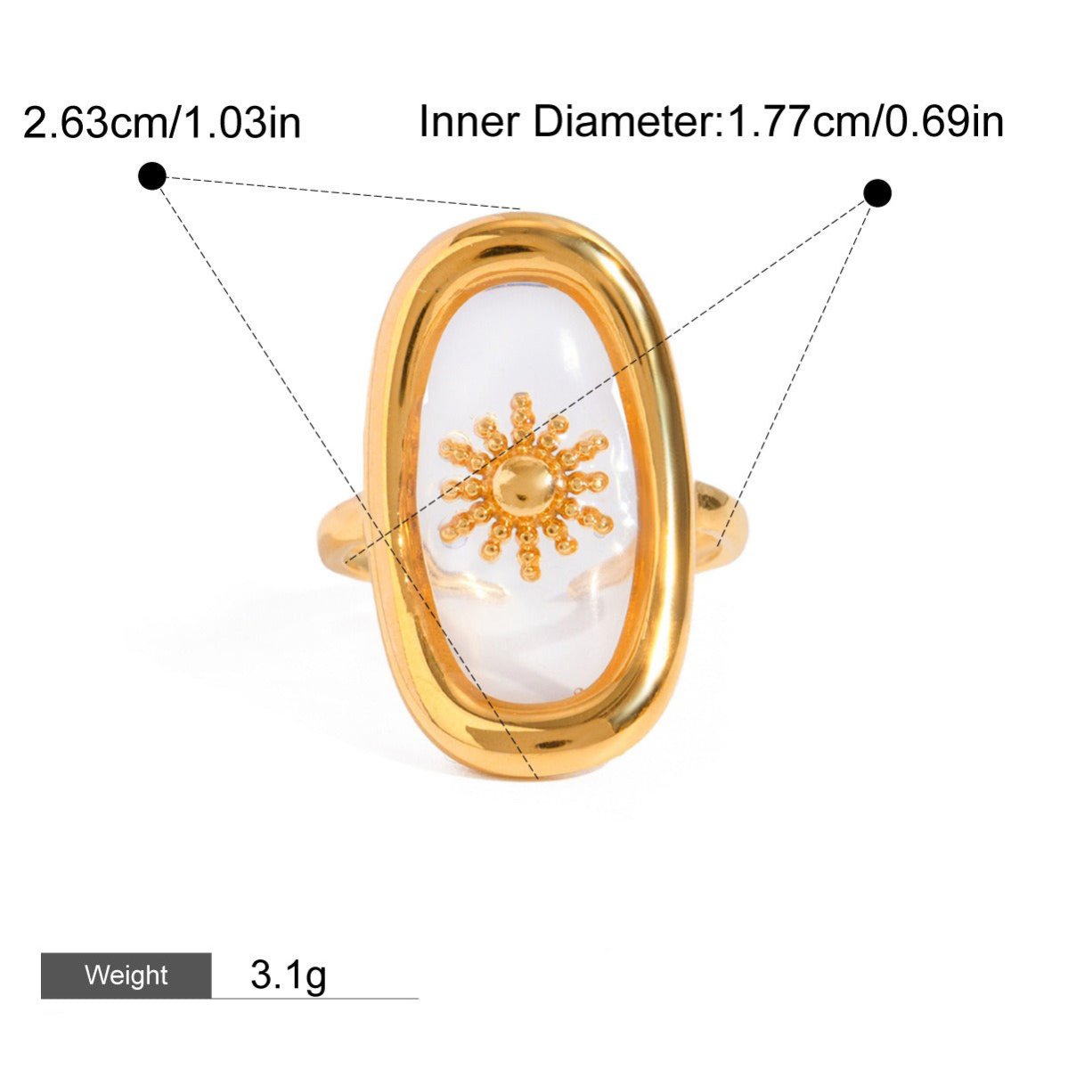 18K gold inlaid gemstone exquisite design noble ring - mavazie