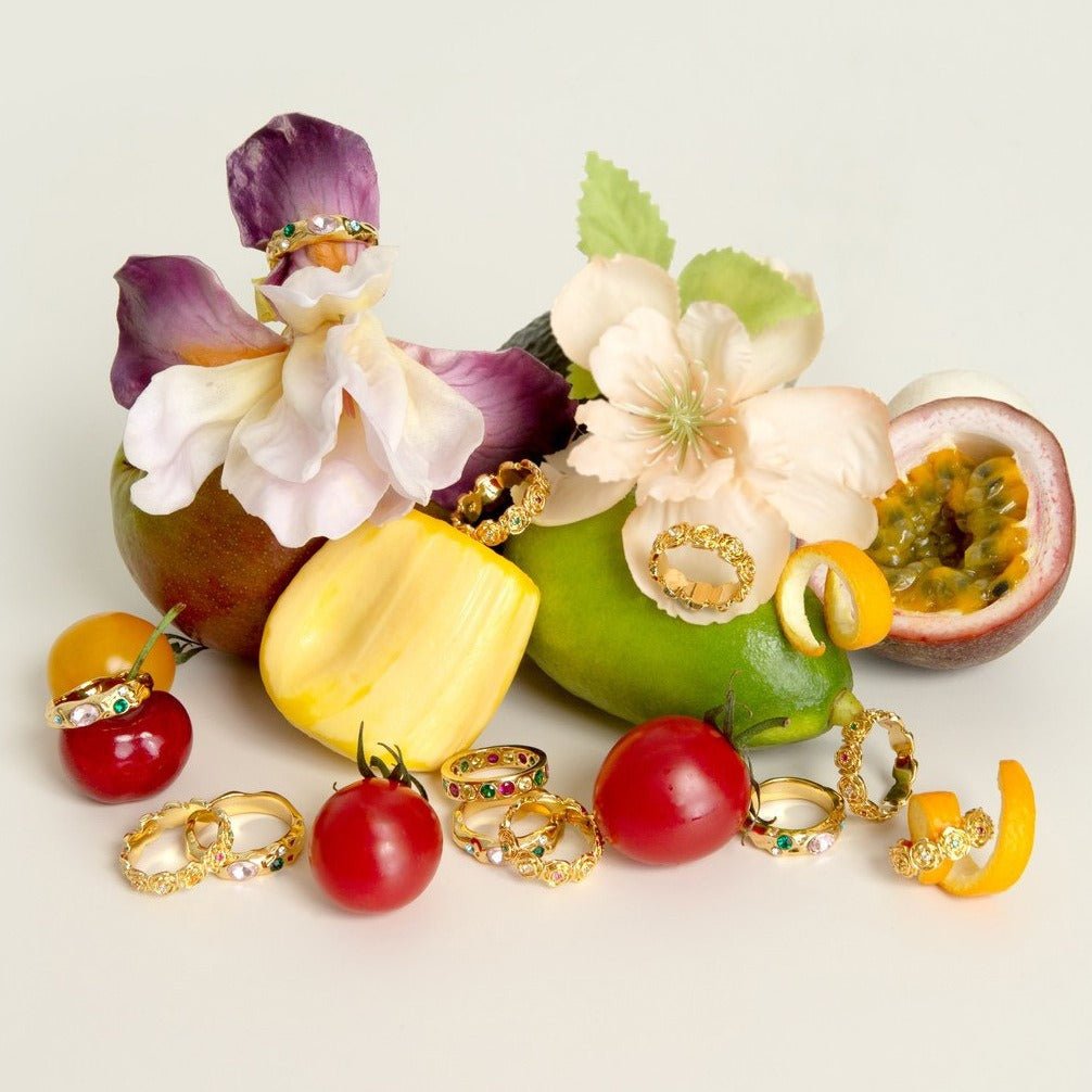 18K gold inlaid gemstone exquisite design noble ring - mavazie