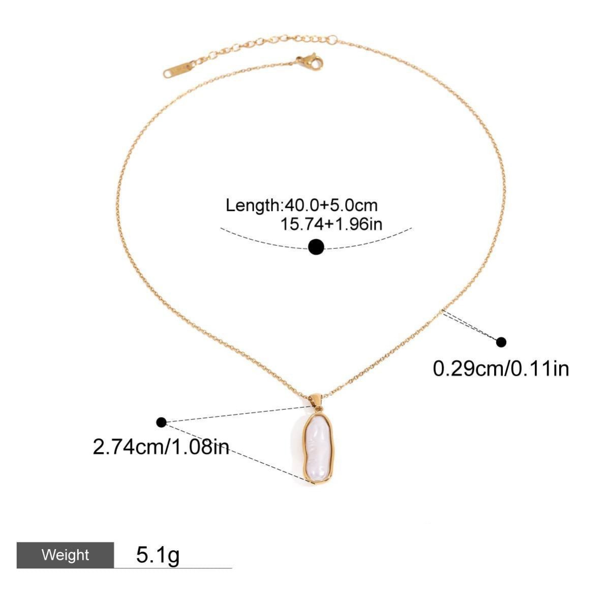 18K gold inlaid irregular pearl design light luxury noble pendant necklace - mavazie