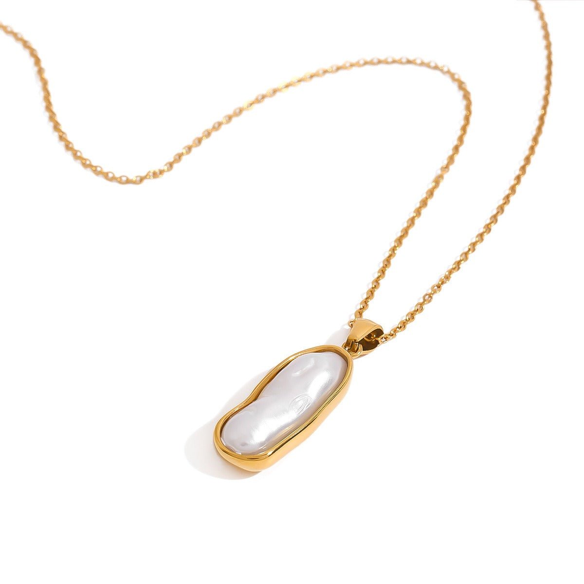 18K gold inlaid irregular pearl design light luxury noble pendant necklace - mavazie
