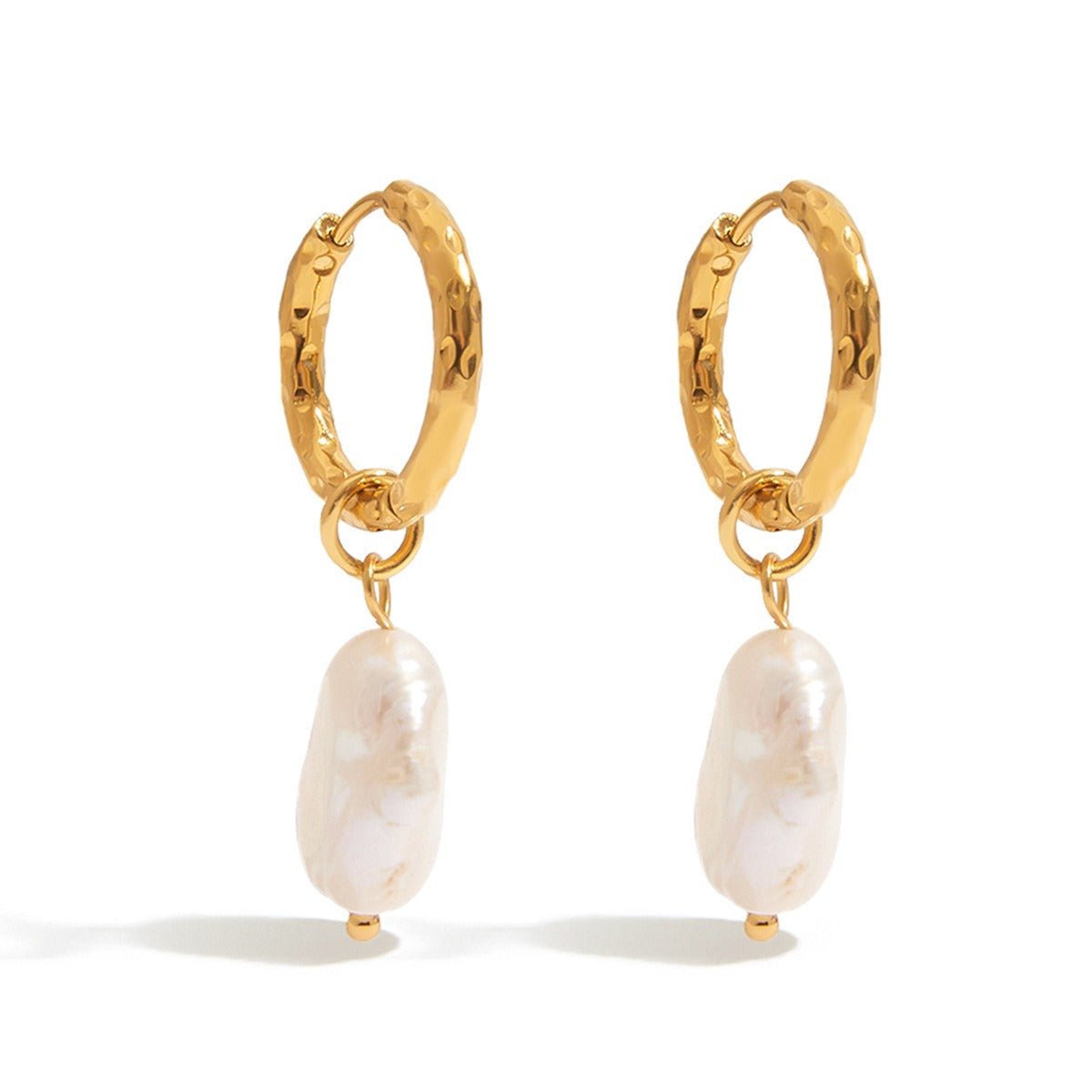 18K gold inlaid pearls exquisite design noble earrings - mavazie