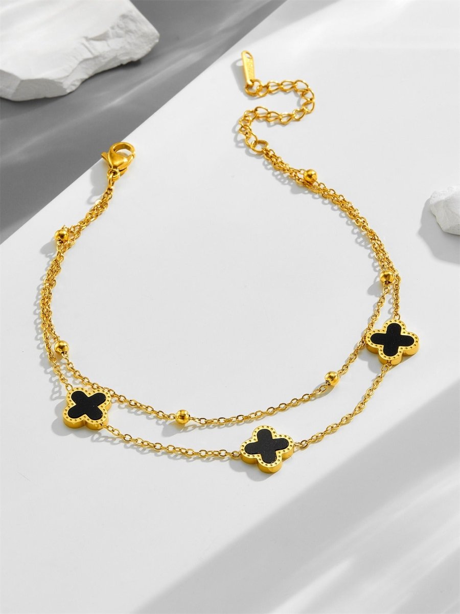 18k gold light luxury exquisite four - leaf clover bracelet - mavazie