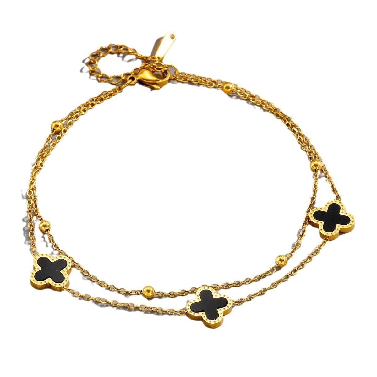 18k gold light luxury exquisite four - leaf clover bracelet - mavazie