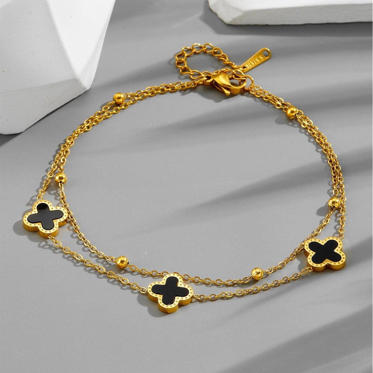 18k gold light luxury exquisite four - leaf clover bracelet - mavazie