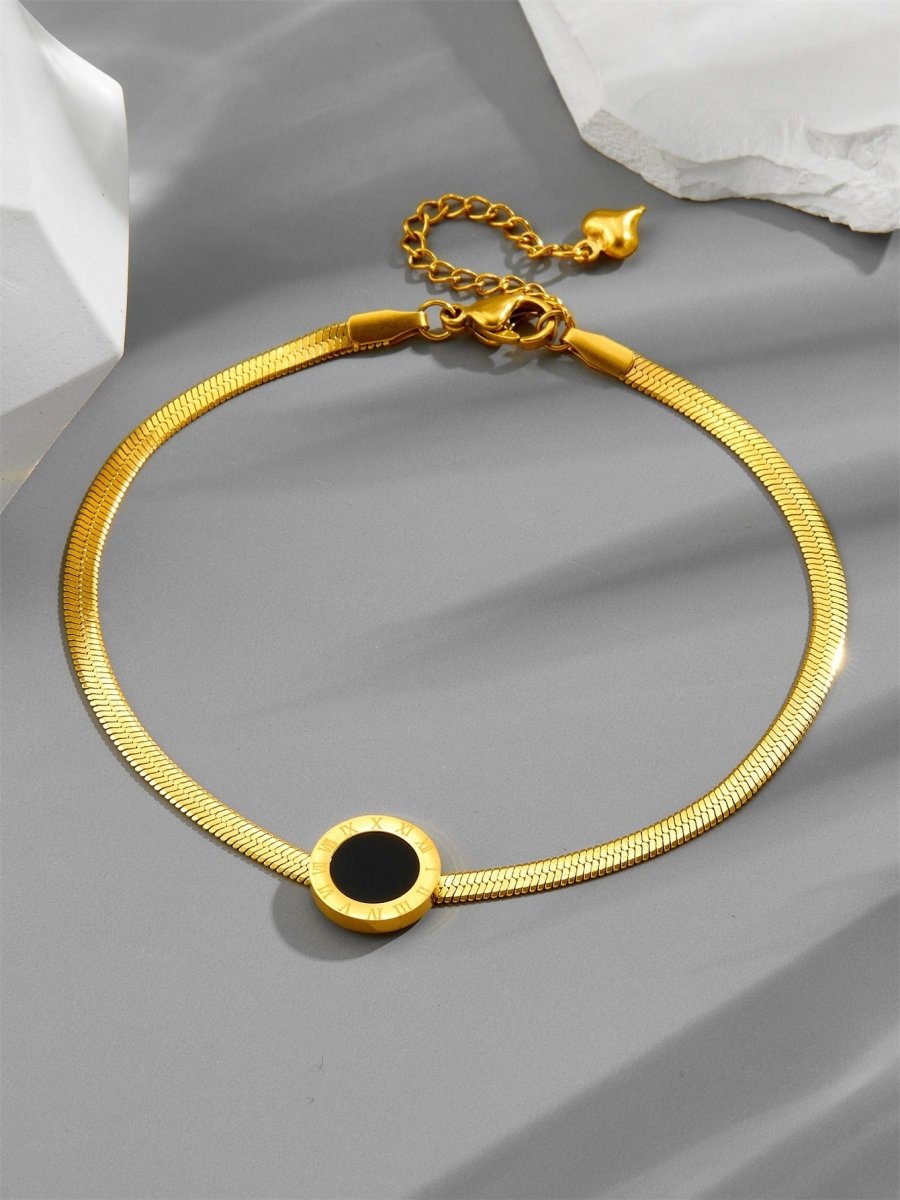 18K gold light luxury exquisite Roman numeral bracelet - mavazie