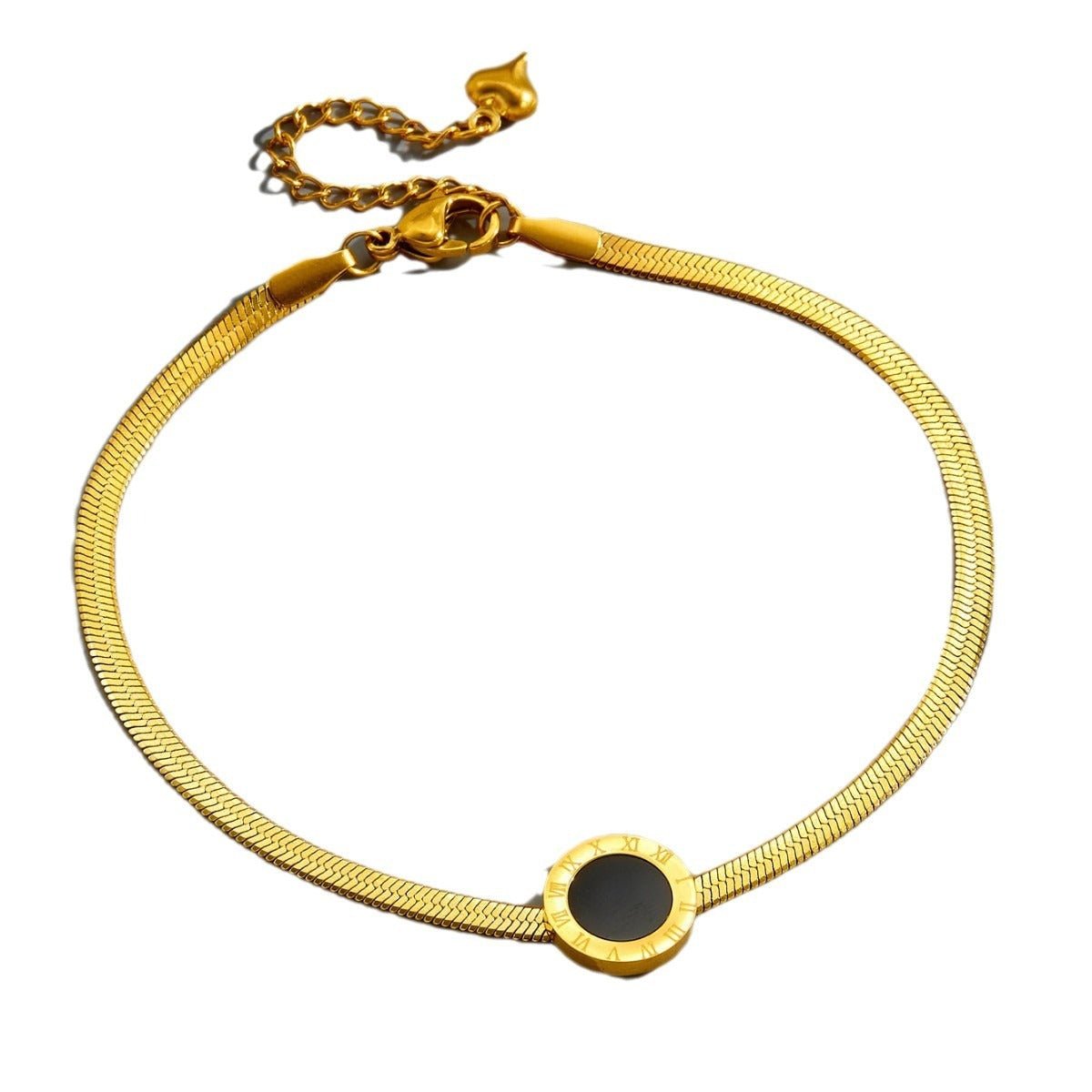 18K gold light luxury exquisite Roman numeral bracelet - mavazie