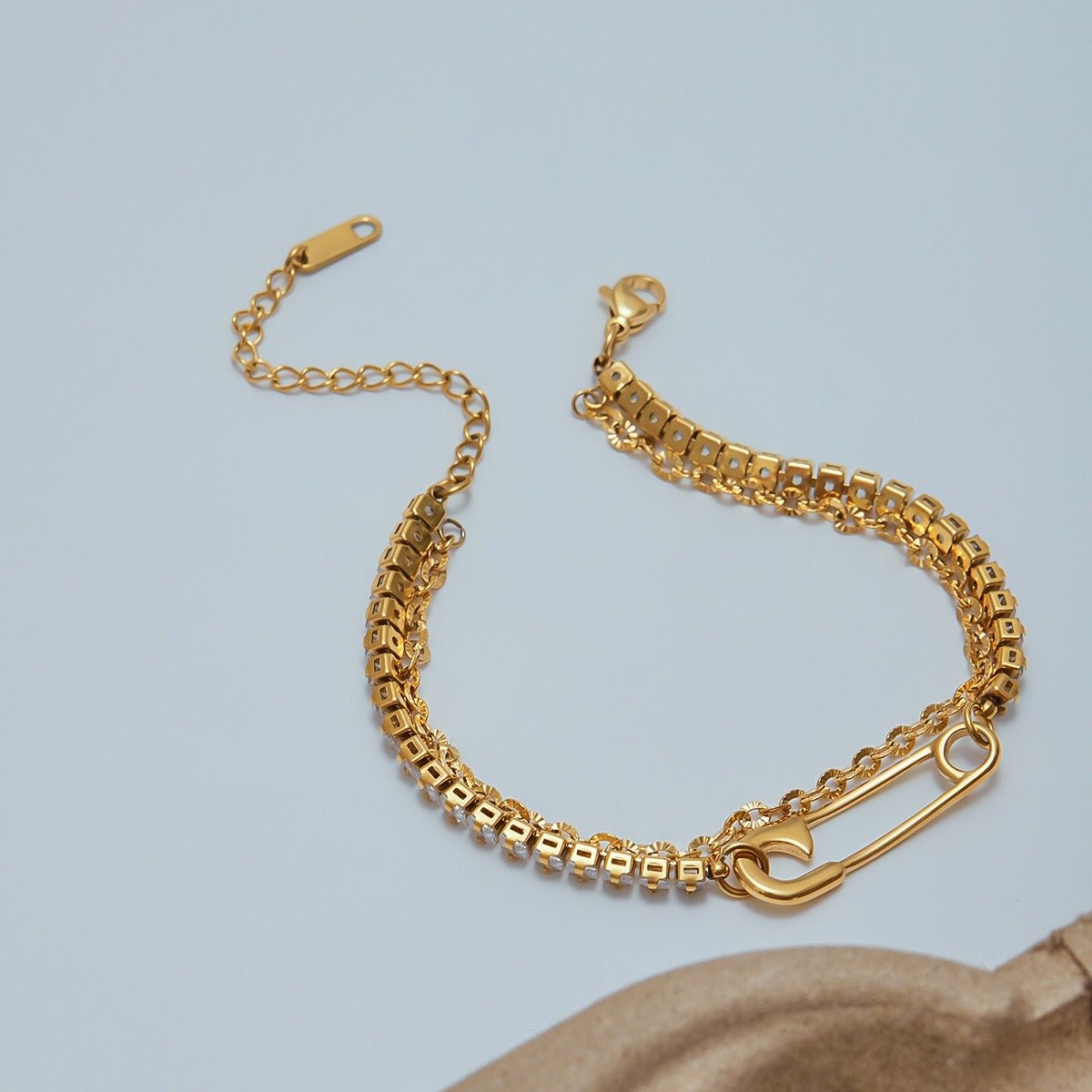 18K gold light luxury high - end zircon bracelet - mavazie