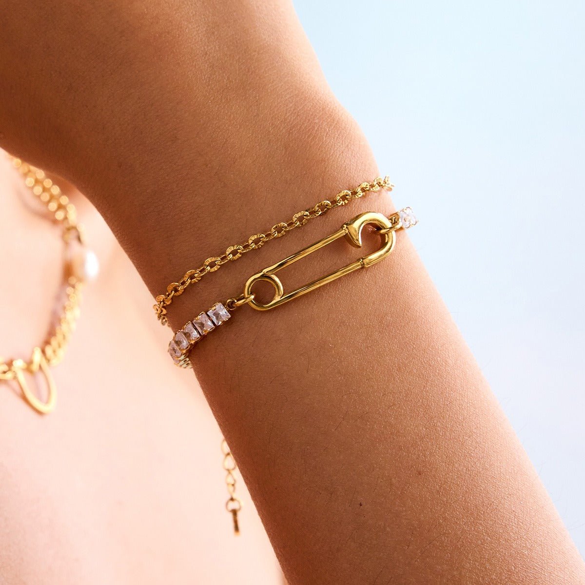 18K gold light luxury high - end zircon bracelet - mavazie