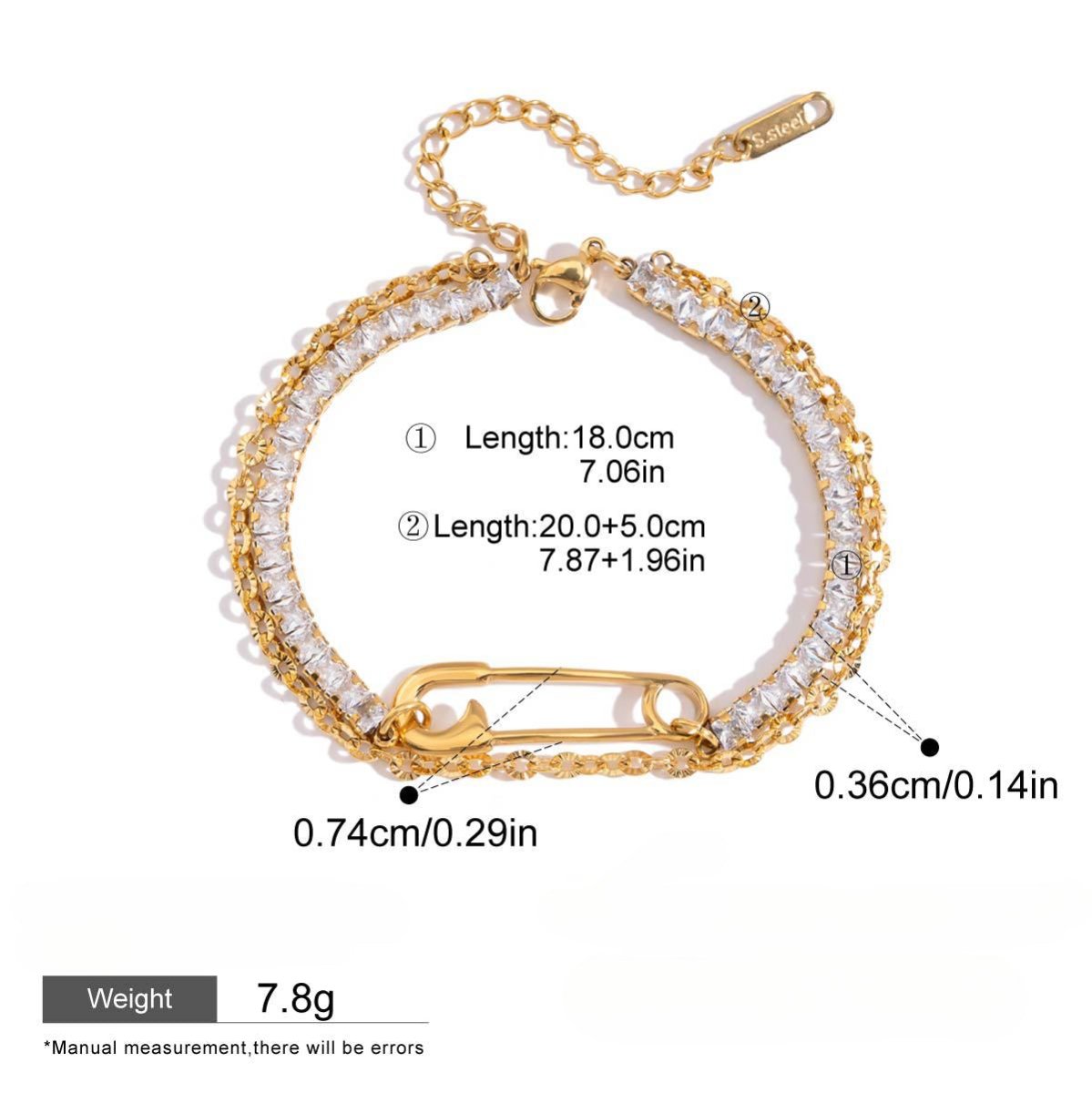 18K gold light luxury high - end zircon bracelet - mavazie