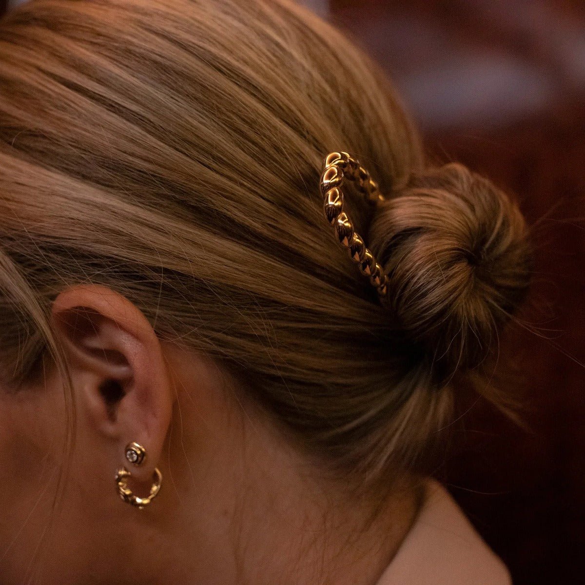 18K Gold Twisted Pattern Design High - end Simple Hair Accessories - mavazie