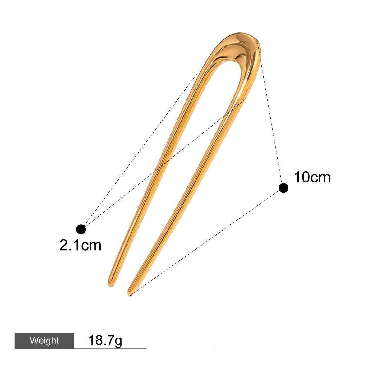 18K Gold U - Shaped Design Elegant and Simple Hair Accessory - mavazie