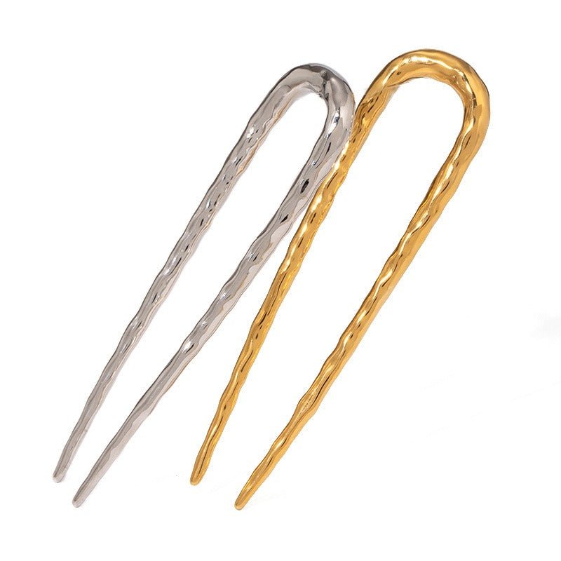18K gold U - shaped texture design fashionable and personalized hair accessories - mavazie