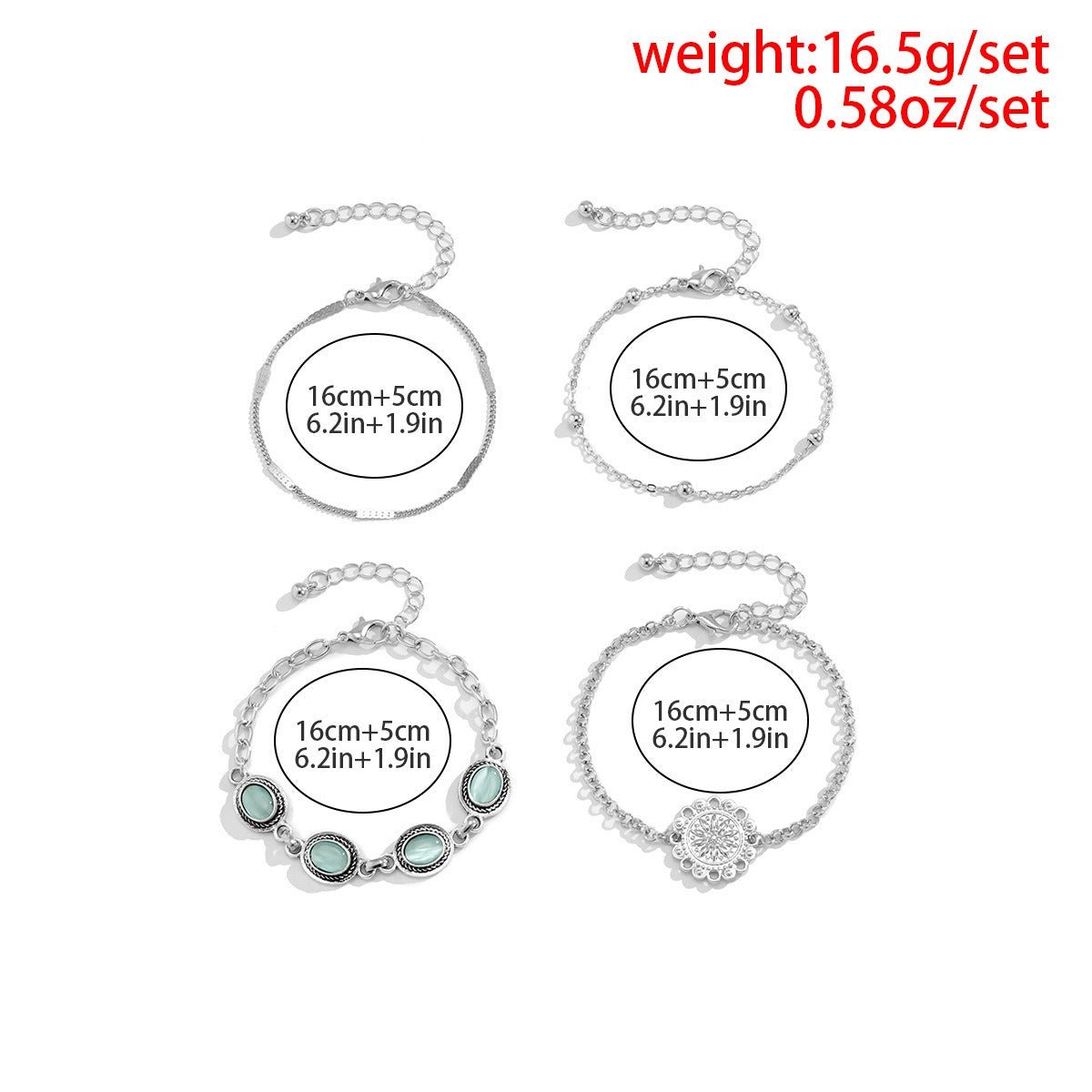 Ethnic style flower disc cat's eye gold retro bracelet - mavazie
