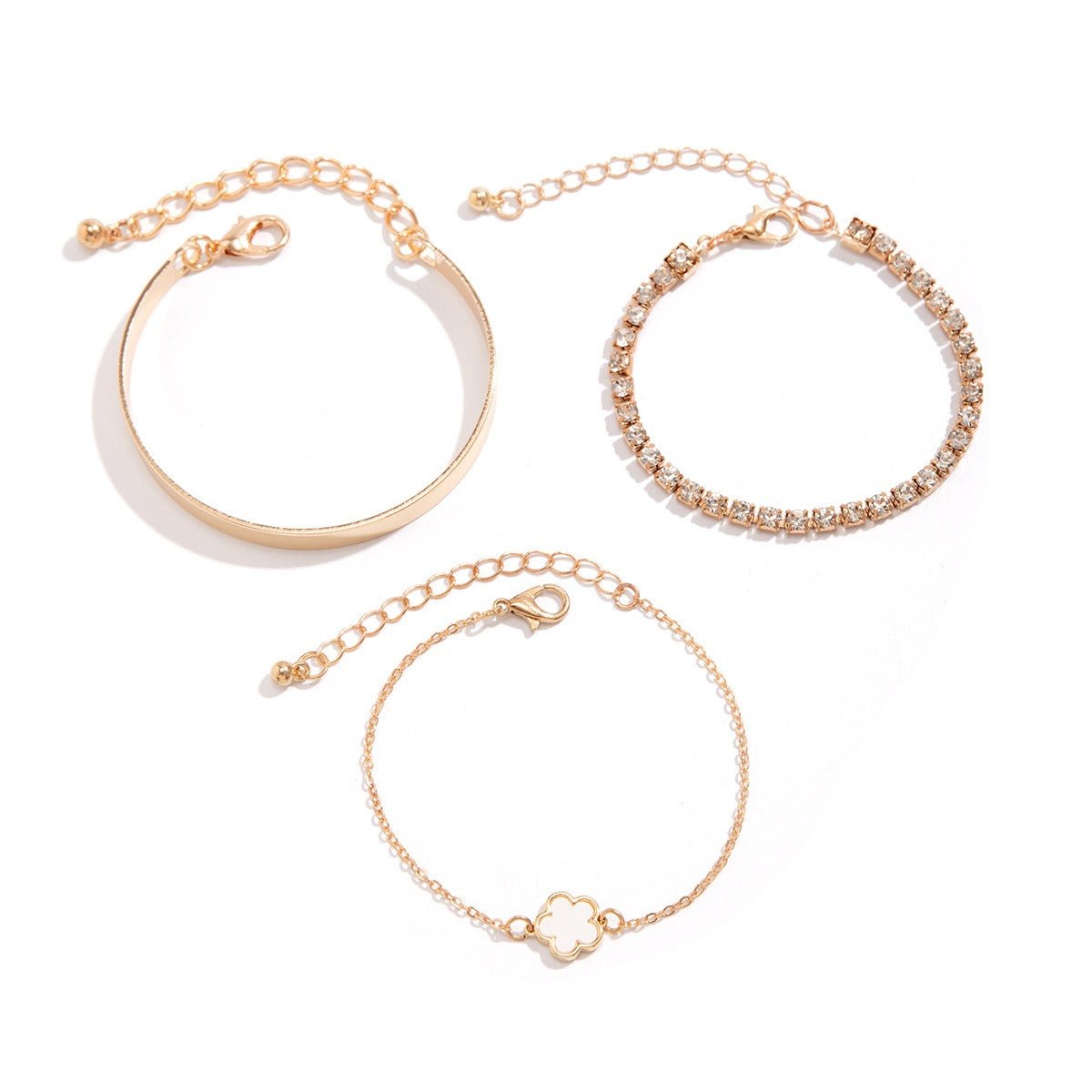 Hip - Hop Punk Rhinestone Chain Clover Bracelet - mavazie