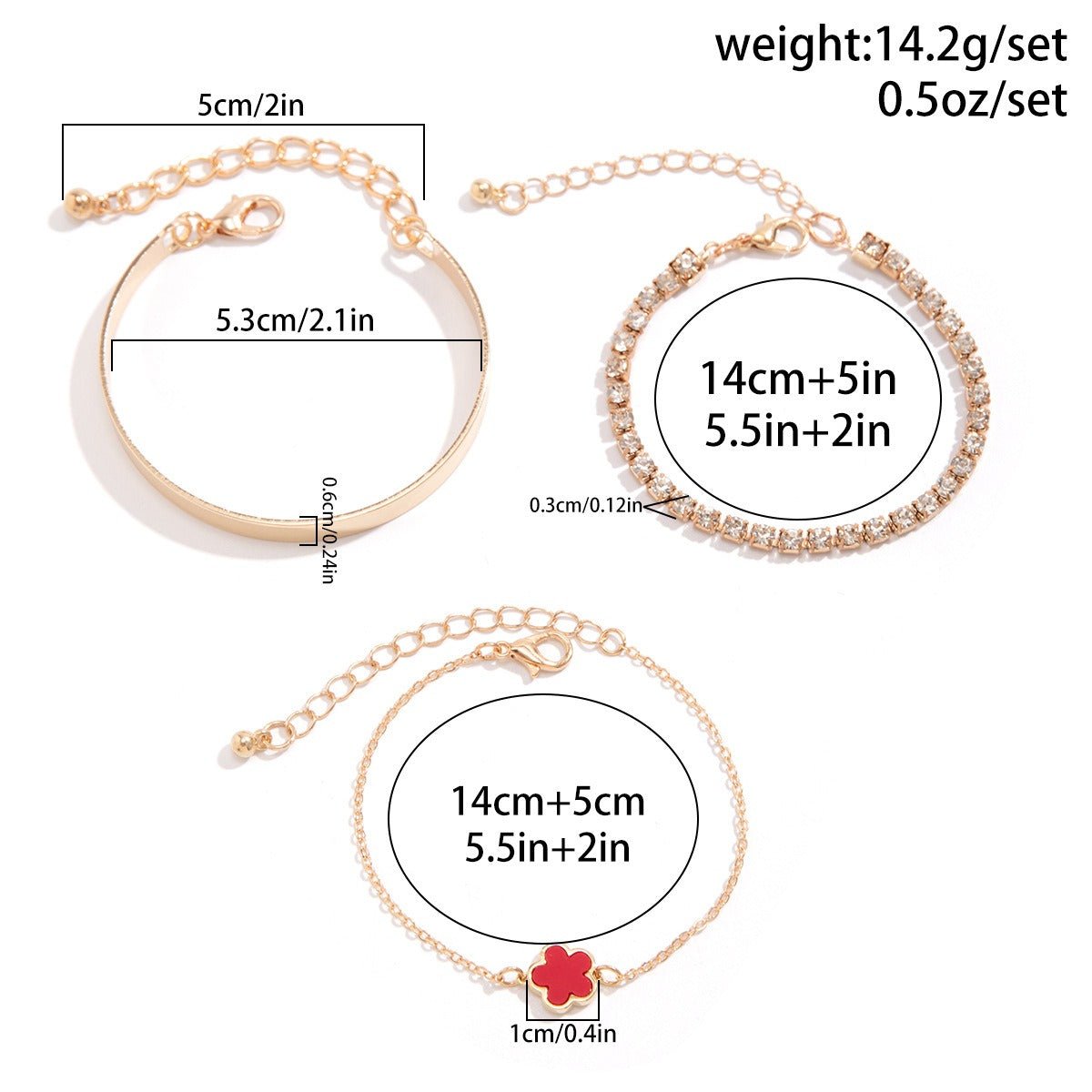 Hip - Hop Punk Rhinestone Chain Clover Bracelet - mavazie