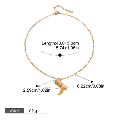18K gold boots inlaid with gemstones and textured design trendy and unique necklace - mavazie