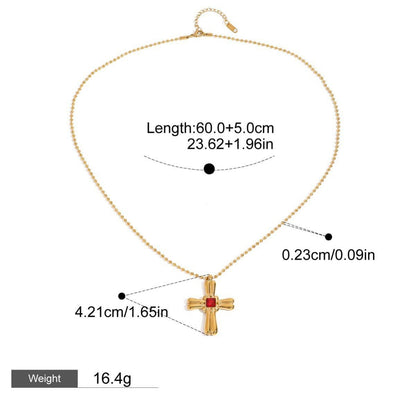 18K Gold Cross Design Beautiful Dazzling Necklace - mavazie