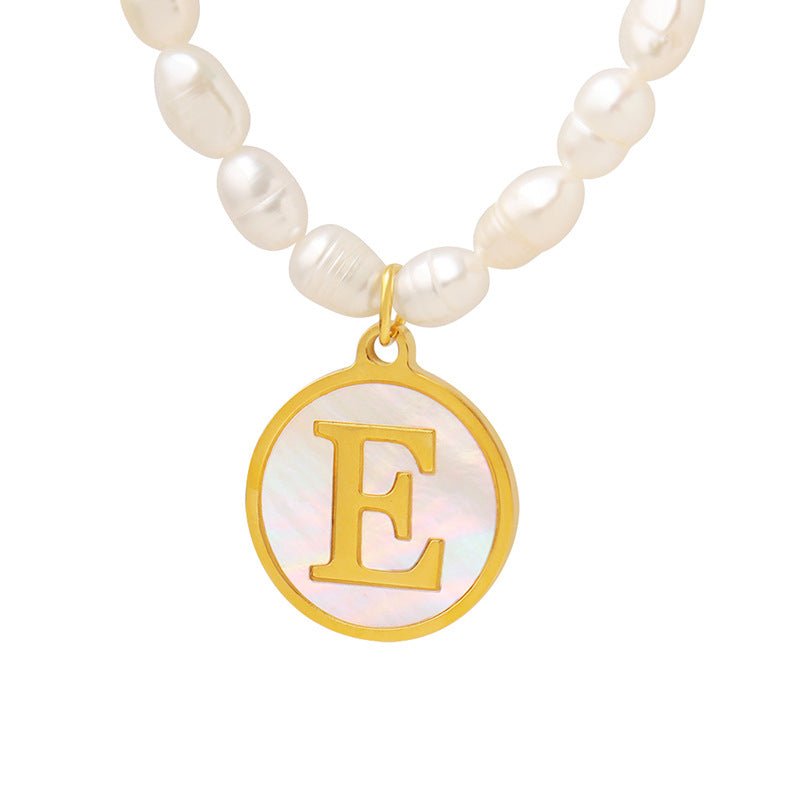 18K gold exquisite and noble pearl chain with round inlaid gemstones - mavazie