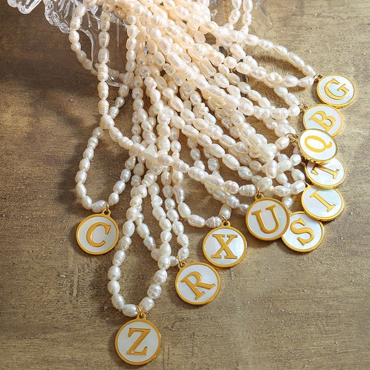 18K gold exquisite and noble pearl chain with round inlaid gemstones - mavazie