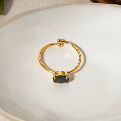 18K Gold Fresh and Cute Gemstone Design Ring - mavazie