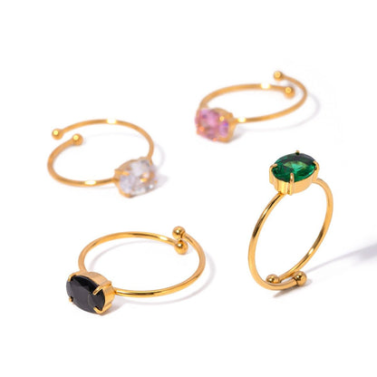 18K Gold Fresh and Cute Gemstone Design Ring - mavazie