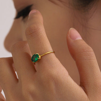 18K Gold Fresh and Cute Gemstone Design Ring - mavazie