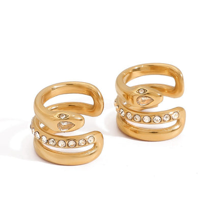 18K gold geometric diamond earrings with exquisite design - mavazie