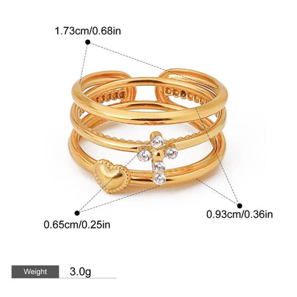 18K gold geometric gemstone inlaid exquisite design dazzling ring - mavazie