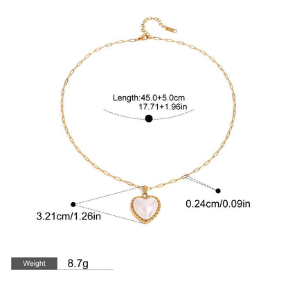 18K gold heart with texture inlaid pearl design exquisite and noble necklace - mavazie