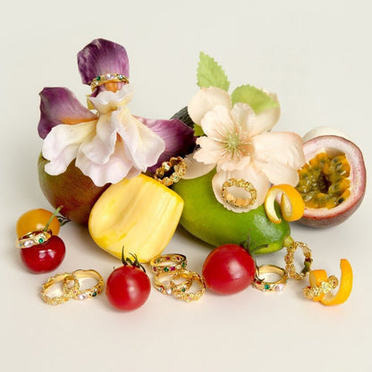 18K gold inlaid gemstone exquisite design noble ring - mavazie