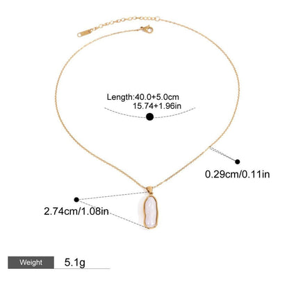 18K gold inlaid irregular pearl design light luxury noble pendant necklace - mavazie