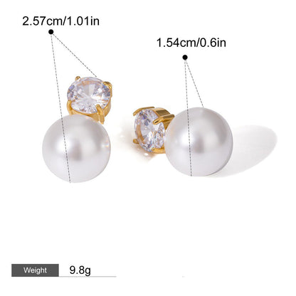 18K gold inlaid pearls exquisite design noble earrings - mavazie