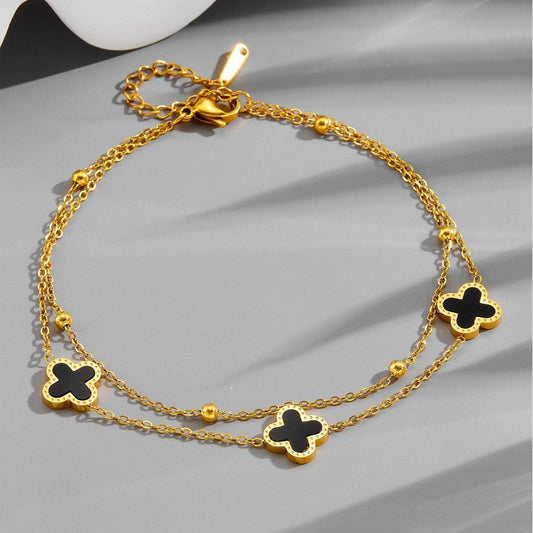 18k gold light luxury exquisite four - leaf clover bracelet - mavazie