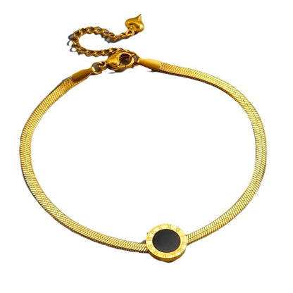 18K gold light luxury exquisite Roman numeral bracelet - mavazie