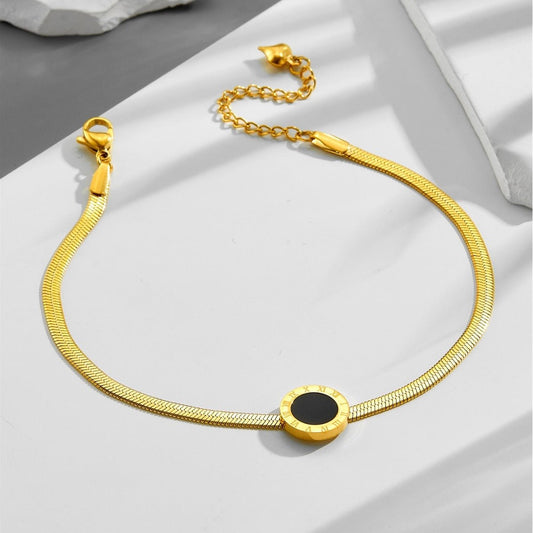 18K gold light luxury exquisite Roman numeral bracelet - mavazie