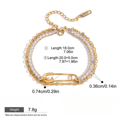 18K gold light luxury high - end zircon bracelet - mavazie