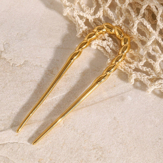 18K Gold Twisted Pattern Design High - end Simple Hair Accessories - mavazie