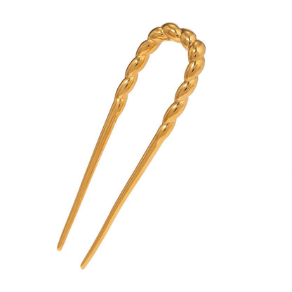 18K Gold Twisted Pattern Design High - end Simple Hair Accessories - mavazie